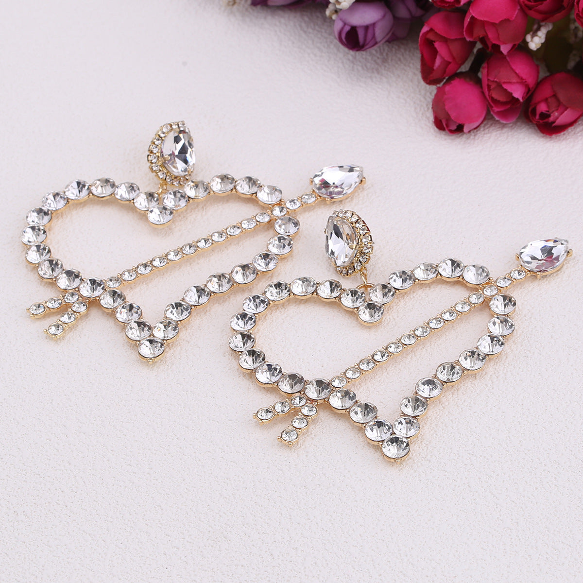 Wholesale Large Heart Pendant Earrings Exaggerated Valentine's Day Wedding Earrings Anniversary Earrings Fashion Jewelry